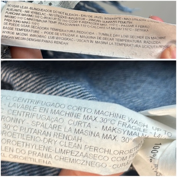 Zara Womens Distressed Denim Medium Wash High Low Jean Jacket Size Small Western - Picture 12 of 16